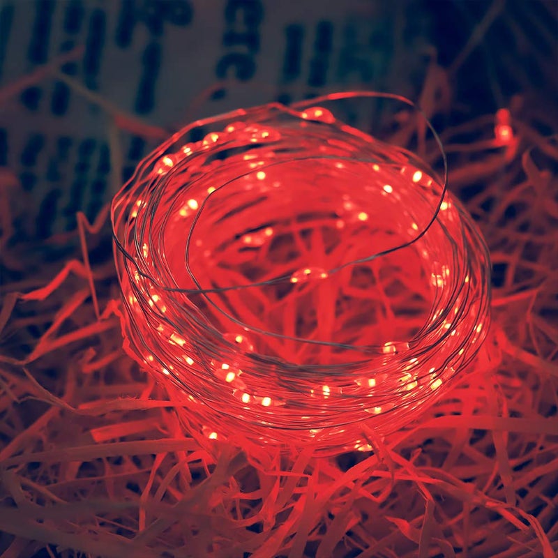 BEEWIN Outdoor Solar String Lights, 2 Pack 33ft 100L Solar Copper Fairy Lights,8 Modes Twinkle Lights Decor for Indoor Outdoor Patio Yard Trees Christmas Wedding Party (Red) - Image 2
